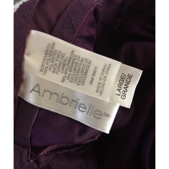 Vintage Ambrielle Plum Satin Babydoll Lingerie Trim Lace SZ Large Lightly Padded - Picture 9 of 9